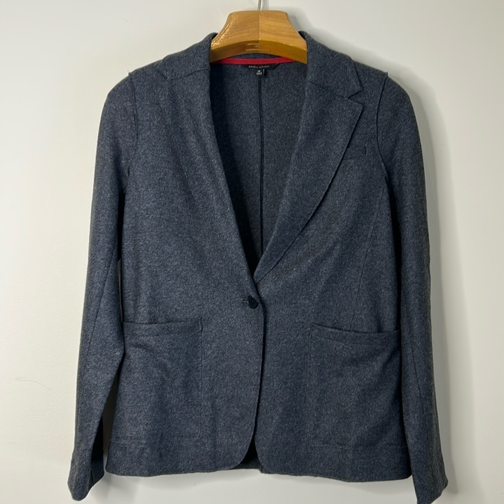 Banana Republic Grey Wool Blend Single Button Stretch Blazer SZ 10.